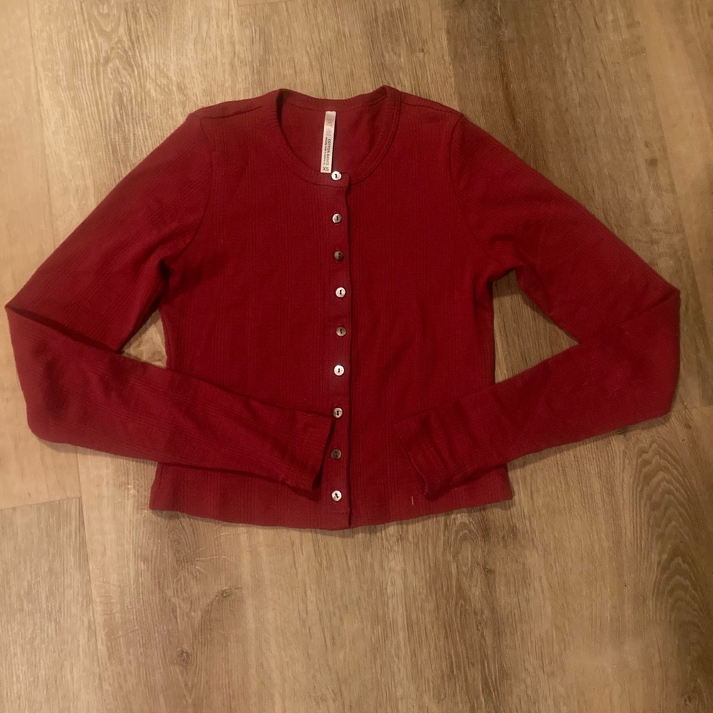 Rat Boi Women's Red Pointelle Button-Up Cardigan
